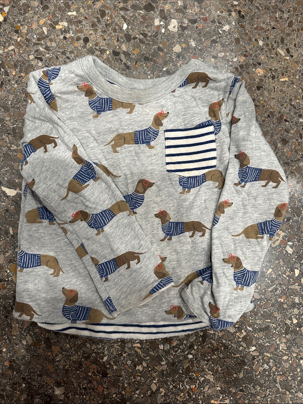 Mini Boden Grey Dachshund Print Long-Sleeve Top